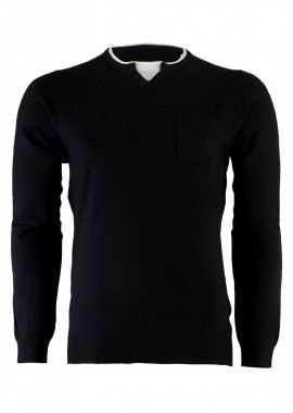 Αντρική μπλούζα με τσεπάκι slim γραμμή. Basic Collection ΜΑΥΡΟ