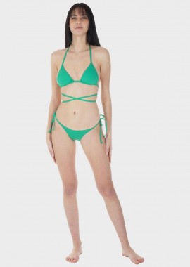 Γυναικείο σετ μαγιό bikini τριγωνάκι μονόχρωμο αποσπώμενη επένδυση slip brazil.Καλύπτει B CUP ΠΡΑΣΙΝΟ