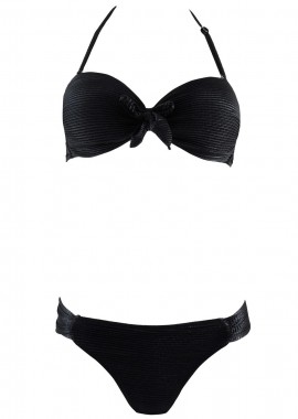 gsecret - Σέτ μαγιό ενισχυμένο δυνατότητα strapless bikini χαμηλόμεσο. Καλύπτει B cup ΜΑΥΡΟ