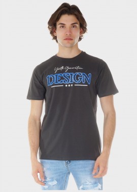 Ανδρική μπλούζα με στάμπα σε Oversize γραμμή. ΓΚΡΙ