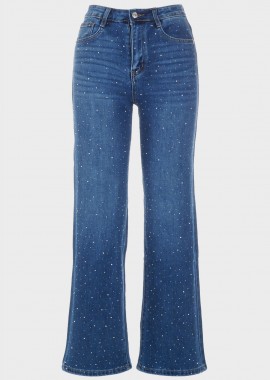 Γυναικεία jean παντελόνα ψηλόμεση με στράς JEAN