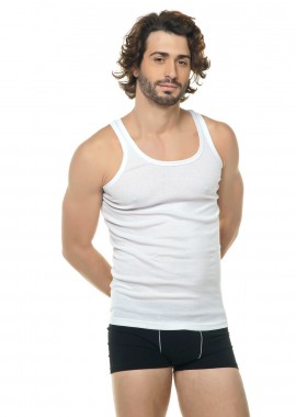 Αντρική φανέλα cotton ράντα. ΛΕΥΚΟ