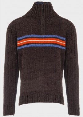 Ανδρικό πουλόβερ senil φερμουάρ reglan μανίκι. Τimeless Style MARRON
