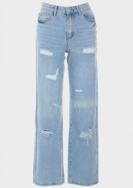 Γυναικεία παντελόνα Jean Hight Waist σκισίματα σταθερο ύφασμα. JEAN