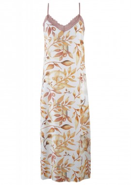 Γυναικείο νυχτικό μακρύ διακοσμητική δαντέλα άνοιγμα στο πλάι. ΜΠΕΖ