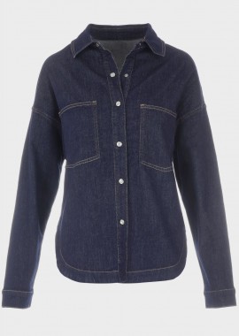Γυναικείο jean πουκάμισο μπροστινές τσέπες. JEAN