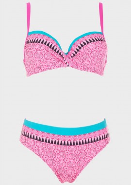 Bikini all print.Καλύπτει B Cup ΡΟΖ