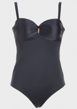 gsecret - Ολόσωμο μαγιο strapless μεταλιζέ. Καλύπτει C-D Cup. ΜΑΥΡΟ