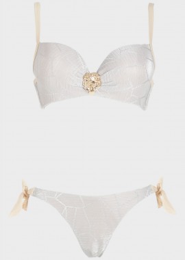 gsecret - Σετ bikini δετό slip χρυσό διακοσμητικό. Καλύπτει B-C Cup ΜΠΕΖ