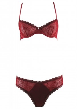 gsecret - Set σουτιέν balconette-half χωρίς ενίσχυση & slip-brazilianne. Καλύπτει B cup. ΜΠΟΡΝΤΩ