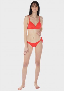 gsecret - Γυναικείο σετ μαγιό bikini μονόχρωμο ενσωματωμένη ενίσχυση push up slip δετό κανονική γραμμή.Καλύπτει B CUP ΚΟΡΑΛΙ