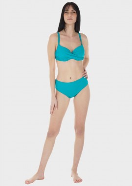 Γυναικείο σετ μαγιό bikini μονόχρωμο ενσωματωμένη ενίσχυση slip κανονική γραμμή.Καλύπτει B-C CUP ΠΕΤΡΟΛ