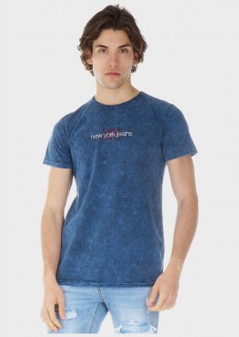 Ανδρικό Tshirt στάμπα 3d κανονική γραμμή. ΜΠΛΕ