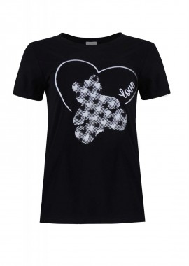 Γυναικείο tshirt με κέντημα Love. Casual Style. ΜΑΥΡΟ