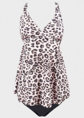 Γυναικείο tankini all print αποσπώμενη ενίσχυση ρυθμιζόμενη τιράντα. D-E CUP NUDE