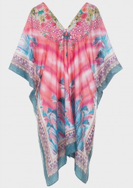 Γυναικείο καφτάνι με V σε loose γραμμή.Summer Collection MULTI COLOUR