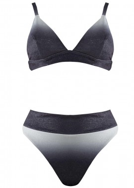 Set μαγιό τρίγωνο bikini παρτό ψηλόμεσο. Καλύπτει B cup ΑΝΘΡΑΚΙ