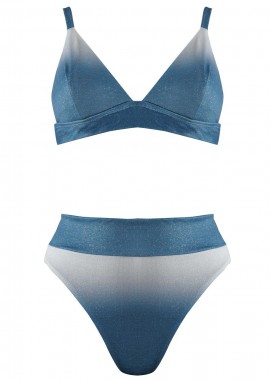 gsecret - Set μαγιό τρίγωνο bikini παρτό ψηλόμεσο. Καλύπτει B cup ΜΠΛΕ