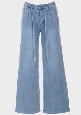 Τζιν παντελόνι wide leg με πιέτες JEAN