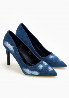 Γόβες jean με ιδιαιτερο σχέδιο - Τζιν