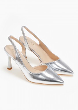 Issue - Γόβες openheel με χαμηλό τακούνι - Ασημί