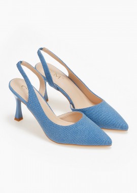 Γόβες openheel με χαμηλό τακούνι - Τζιν