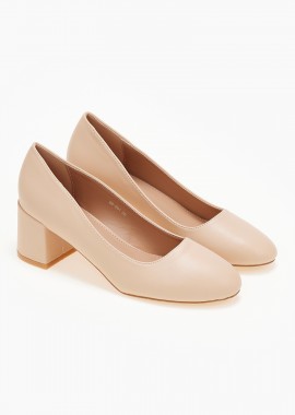 Γόβες με χοντρό τακούνι - Nude