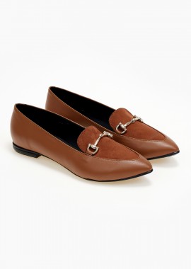 Issue - Μυτερά loafers με συνδυασμό υλικών και μέταλλο - Ταμπά