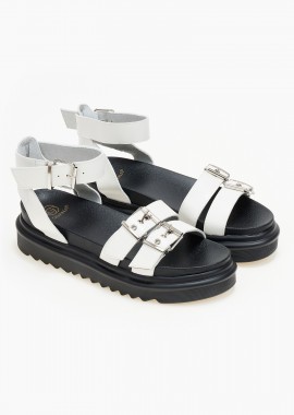 Issue - Σανδάλια flatform με δύο τόκες - Λευκό