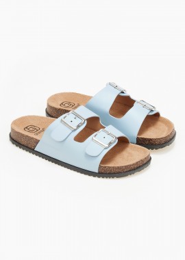 Παντόφλες με δύο τόκες - Μπλε