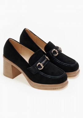 Γόβες με διακοσμητική αγκράφα - Μαύρο