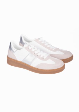 Issue - Γυναικεία sneakers με συνδυασμό υλικών - Ασημί