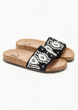 Issue - Σανδάλια flatform με boho σχέδιο - Μαύρο