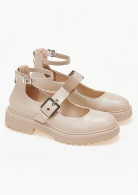 Issue - Loafers με μπαρέτες και φερμουάρ - Μπεζ