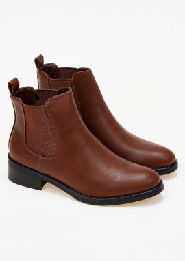 Χαμηλά ankle boots με λάστιχο - Κάμελ