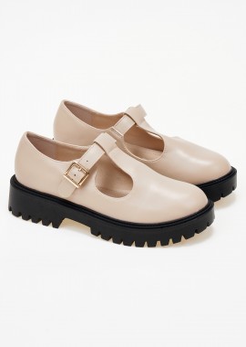 Issue - Loafers με μπαρέτα και τρακτερωτή σόλα - Μπεζ