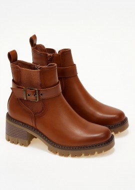 Issue - Ankle boots με χοντρό τακούνι και τρακτερωτή σόλα - Κάμελ
