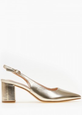 Issue - Open heel μυτερές γόβες με χοντρό τακούνι - Χρυσό