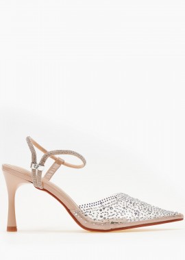 Γόβες με διαφάνεια και ιδιαίτερο λουράκι - Μπεζ