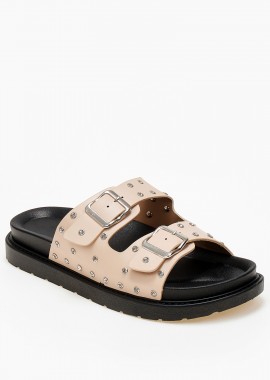 Issue - Σανδάλια flatform με τρουκς και στρας - Nude