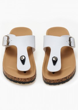 Issue - Σανδάλια flatform με δίχαλο - Λευκό