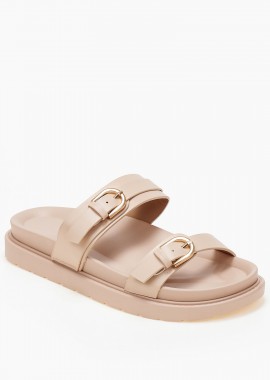 Σανδάλια flatform εξώφτερνα με αγκράφες - Nude