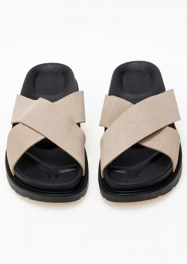 Issue - Σανδάλια flatform με suede φάσες χιαστί - Μπεζ