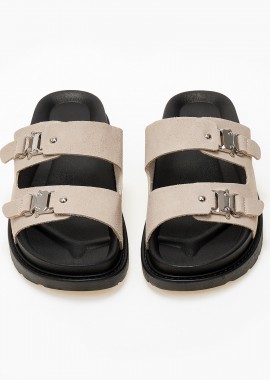 Issue - Σανδάλια flatform με suede φάσες - Μπεζ