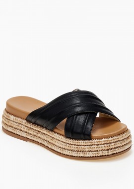 Σανδάλια flatform με χιαστί φάσες - Μαύρο