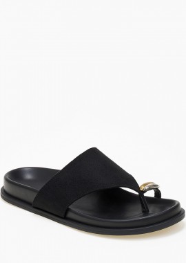 Issue - Σανδάλια flatform με suede υφή και toe ring - Μαύρο