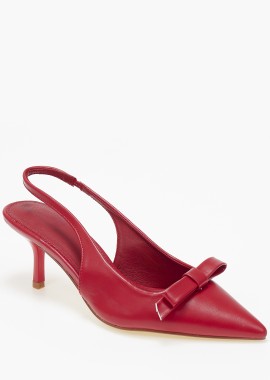 Slingback χαμηλές γόβες με φιόγκο - Κόκκινο