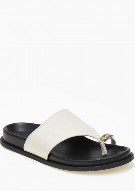 Issue - Σανδάλια flatform με suede υφή και toe ring - Μπεζ