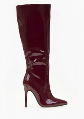 Μπότες λουστρίνι με λεπτό τακούνι - Μπορντώ
