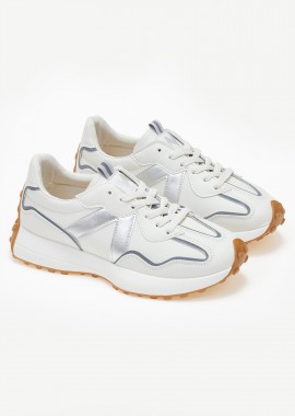 Sneakers με λεπτομέρεια χρώματος - Ασημί